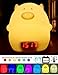 Produktbild LED Nachtlicht, FTUNG Wake-up Light, Lichtwecker,Aufwachen mit Licht, 2 Pig Sound Alarm, Kinder Silikon LED Nachtlicht mit 7 Beleuchtung, Stimmung Lampe mit 18650 Akku, Temperatur und Datum, Yoga Lampe, dimmbares Warmweiß/Farbwechsel mit Touch Schalter für Babys Zimmer,Schlafzimmer, Wohnräume, Camping, Picknick Indoor/Outdoor