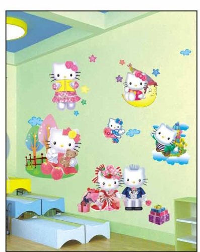 Hallo Kitty 3d Effekt Wandsticker Hello Kitty Wanddekoration Kinder Wandbild Aufkleber