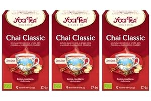 Yogi Tea - Classic Bio - Infuso Ayurvedico - Miscela di Cannella, Cardamomo e Zenzero - Senza Caffeina - Confezione da 3x17 bustine (51 bustine in totale)