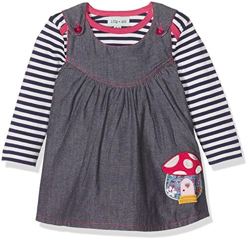 Lilly &amp; Sid Baby Girls' Woven Pinafore Reversible Set Dress, Blue, 18-24 Months