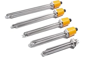 KX-ENERGIE DN40 Heizstab 12000W 380V Dreiphasig, 1,5 Zoll Heizelement BSP-Gewinde Messingflansch, Heizelement Edelstahl mit Kunststoffabdeckung Silikonring