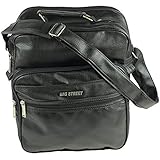  Bag Street Kunstleder Tasche Herren Umhängetasche schwarz 28x14x36