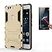 Produktbild Huawei P9 Plus(2016) Handy Hülle, ISENPENK ultra-slim TPU+PC Silikon Schutzhüllen ,Tough Rugged Dual-Layer hülle with Built-in Kickstand case für Huawei P9 Plus(2016) 5.5 Zoll -[golden] + Panzerglas Folie