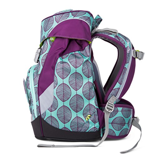 ERGOBAG ZauBärwald Sac à dos enfants, 35 cm, Violet (Türkis Lila Blätter)