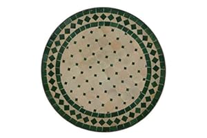 CASA MORO Mesa de jardín mediterránea | Mosaico marroquí " Rombo verde " | Diámetro: 45 cm con marco de hierro | Hecho a mano | Mesa de terraza decorativa, mesa de cóctel de jardín | MT2995