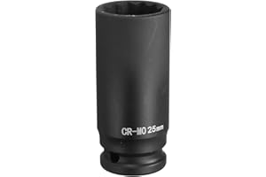 sourcing map 12-Point Deep Impact Socket 1/2 Inch Drive 25mm Metric Chrome Molybdenum Alloy Steel Spindle Axle Nut Impact Socket