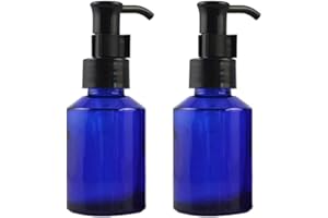 HAPPYUPCITY 2 barattoli vuoti in vetro per lozioni e bottiglie con pompa nera e sistema di bloccaggio, dispenser per cosmetici per imballaggi cosmetici, prodotti da toeletta, toner liquido