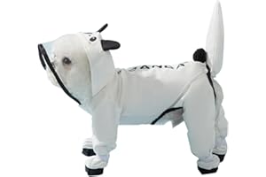 PETCUTE Chubasquero para Perros con Capucha,Ajustable Impermeables para Perros con Banda Reflectante,Cuatro Patas,Ligero Impermeable Chaqueta para Perros Pequeños y Medianos