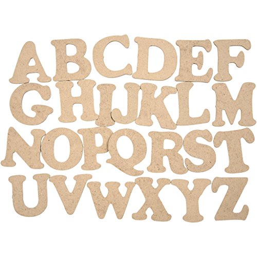 Wooden Letters - Assortment, H: 4 cm, thickness 2,5 cm, MDF, 78asstd