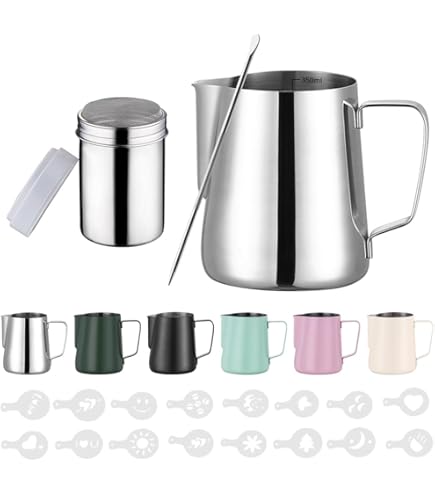 ILSA Evolution Melkkannetje voor cappuccino en latte art, roestvrij staal 18/10, regenboogkleuren, 6 kopjes, inhoud 50 cl ILSA Evolution Melkkannetje voor cappuccino en latte art, roestvrij staal 18/10, regenboogkleuren, 6 kopjes, inhoud 50 cl