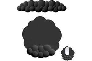 FOGARI Nuvola - Set di tappetini per mouse ergonomici in memory foam, antiscivolo, per casa, ufficio, laptop, computer desktop, Easy Typing Pain Relief- Nero