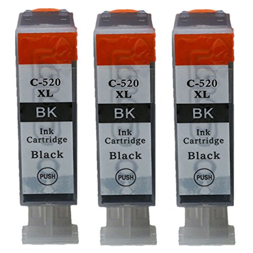 Generisch Kompatible Tintenpatronen Ersatz für Canon PGI 520XL 520 XL CLI 521XL 521 PGI-520 PGI-520XL CLI-521 CLI-521XL PGI-520XL CLI-521XL Tintenpatronen Hohe Kapazität kompatibel für Canon PIXMA IP3600 IP4600 IP4700 MX860 MX870 MP540 MP550 MP560 MP620 MP630 MP640 MP980 MP990 Tintenpatronen für Inkjet Drucker (3 Grossen Schwarz)