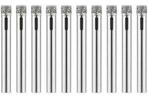 Mdurian Broca de diamante, 10piezas 3mm Juego de Taladro Diamante brocas de sierra de agujero Acero al carbono para azulejos de vidrio Cerámica Corte de mármol