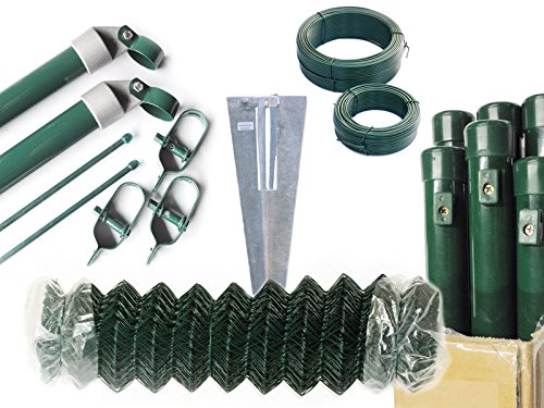 Preisvergleich Produktbild Maschendrahtzaun Komplettset Drahtzaun Gartenzaun Maschendraht Drahtgitter Zaunpaket Komplettset Set Premiumqualität - 25 m / 125 cm hoch - inkl. Bodenhülsen