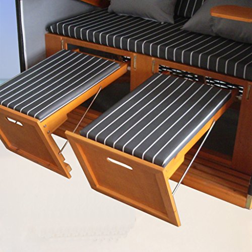 XINRO® – XY-71 – Volllieger Ostsee Strandkorb anthrazit inkl. Strandkorbhülle u. 4x Kissen, – schwarzes Polyrattan, Ostsee Strandkorb Form - 6