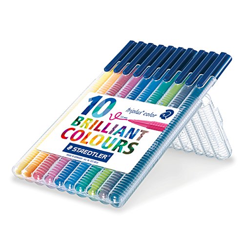 Staedtler 323 SB10 Filzstifte (triplus color, dreikant, Set mit 10 brillanten Farben, hohe Qualität, Made in Germany, CE - kindgerecht DIN EN-71, stabile, eindrucksichere Spitze, Linienbreite ca. 1 mm)
