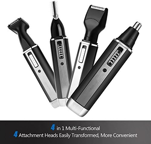 Nose ear Hair Trimmer, Professional 4 in 1 Rechargable Stainless Steel Blade Electric Ear Nose Hair Beard Personal Trimmer for Men Waterproof Shaver Groomer Set (black)
