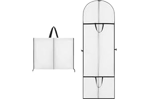 HZBAIYI Long Dress Bags Covers Garment Storage bags with Zip Wedding Dust Cover Foldable Washable Clear Lightweight Garment Bags for Travel Weddings Suits and Dresses (white)