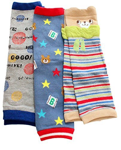 3 Pairs of Baby Boys Kids Leg Warmers - Cars Spots Stars Bears Stripes