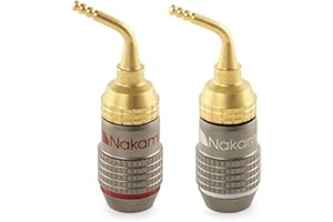 Nakamichi FanLock Excel placcato oro 24 carati 2mm Pin Spine a banana connettore, 10 AWG - 18 AWG spessore 4mm, per cavo amplificatori di altoparlanti, Hi-Fi Connessione rapida, 2 pezzi (1 paio)