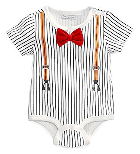 NEW Summer Baby Kids Boy Gentleman Suit Grow Outfit Romper Pants Jumpsuit 0-24M (0-6 Months, Red)