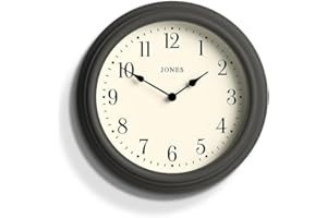 Jones Clocks® Venetian wall clock | Classic round clock | 30cm | Dark grey | Arabic numerals | Traditional design ideal for kitchen, living room or bedroom