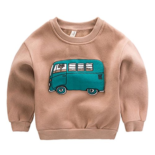 Preisvergleich Produktbild Luckycat Kind gedruckt Pullover Pullover Top Kleinkind Kind Baby Jungen Mädchen Streifen Langarm Warme Tops T-Shirt Blusen (Khaki, 3T--100cm)