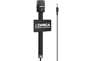 COMICA Microphone d'interview Portable HRM-S Microphone directionnel cardioïde TRRS 3,5 mm pour Enregistrement Microphone de Reporter Vocal pour iPhone Android Smartphone Ordinateur Portable