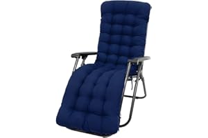 JETCLOUD Sun Lounger Cushion Pads Replacement Soft Garden Sunbed Cushion with Non-Slip Top Cover and Ties Garden Patio Thick Chair Pad for Outdoor Garden Patio Beach High Back Chair Relaxer(No Chair) (Blue)