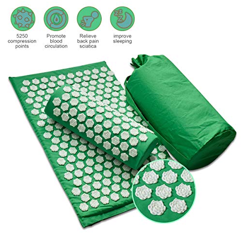 Benooa Esterilla Masaje Acupresion y Almohada Pinchos Para El Dolor De Espalda y Cuello Dolor Ciático,Insomnio,Alivio Muscular Relajación For Acupresion flor de Loto Mejorada