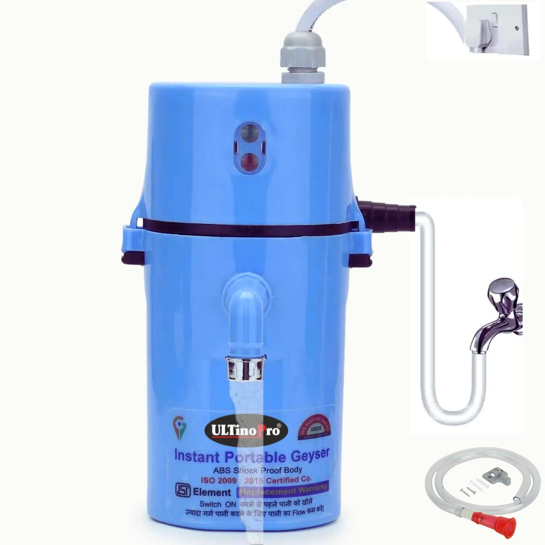 ULTINO-PROÂ® Brand UNLIMITED WATER RUN Instant Electric Water Geyser Review: Portable Mini Geyser with Shock-Proof ABS Body & Electric Saving Feature (BLUE)