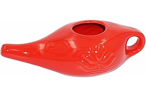 ‎CHI-ENTERPRISE Biebri Neti Pot Nasenreinigungskanne, Nasenkännchen, Nasenspülkännchen aus Keramik, 250 ml, Rot