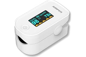 TEMPIR Jumper Finger Pulse Oximeter Digital Blood Oxygen and Pulse Sensor Meter with Alarm - SPO2 - for Adults, Children, for Sports Use - White OLED