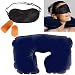 CABLEGALLERY 3 in 1 Super soft travel neck pillow Easy to Carry Multi Utility Travel Kit - Inflatable Neck Air Cushion Pillow with Eye Mask and 2 Ear Plugs | Random color | RS.249.00