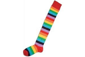 SHESHY Arm Warmers Ladies Girls Mis Match Fingerless Gloves Punk Style,Overknee Stocking Cotton Rainbow Print Striped Casual Long Socks 1 Pair