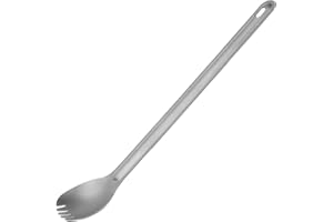 ALOMEJOR Długa Rączka Spork lub łyżka Lekka Długa Rączka Tytanowa łyżka/łyżka Zestaw Sztućców Metalowych na Zewnątrz Camping Piesze Wycieczki Z Plecakiem