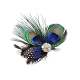 Hermoso y elegante clip de pelo con plumas que hace una declaración de moda.