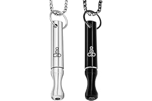 HotoPink 2 Pcs Portable Mindful Necklace Set, Stainless Steel Breathing Necklace in 2 Colors Whistle for Yoga Meditation, Anxiety Relief, Relaxation, Exercise Adults/Men/Women/ADHD