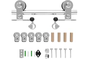 CCJH 152CM/5FT Quincaillerie De Porte Coulissante Kit Porte Coulissante Rail Acier inoxydable