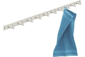 Stahlia Hakenleiste EDELSTAHL gebürstet Garderobenleiste 10x Haken (L: 770mm) Modell:JULIA Wandgarderobe mit 1/4/6/8/10 Kleiderhaken Garderobenhaken Wandhaken