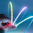 WS2812B LED Strip, White PCB 5mm Width Super Narrow RGB Addressable LED Light Strip 1Meter 120 LEDs Programmable Dream Color Digital LED Pixel Rope Light 5V for Home Theater Bedroom Bar Decor Lighting