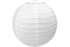 Hanli Pazar Lampshade, Round Paper Lampshade, 30 cm Light Shade Bamboo, Ceiling Lights Lampshade for Decoration, White Bamboo Style Lantern, Pack of 1