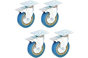 Youngine 4 Pack Caster Wheels Heavy Duty Swivel Casters with Brakes, Dual Locking wheels Replacement for Industrial Trailer, Home Furniture, Office Table Cabinet (3 Inch Plate)