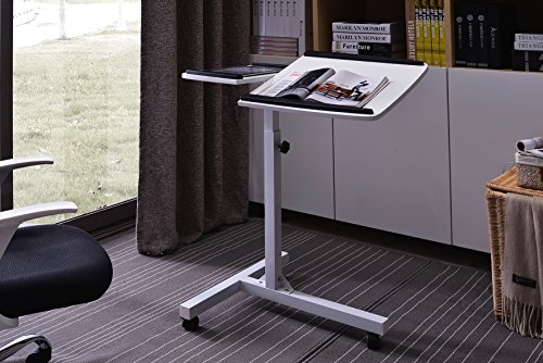 SixBros. Laptoptisch Projektionstisch Weiß – LT-001A/2084 – MDF Weiß – Gestell Metall Weiß - 3
