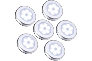 ORIA 6PCS Luce Notturna Sensore Movimento, Luci Armadio Led Senza Fili con Magnete, Auto On/Off, Luce Adesiva a Batteria per Armadio, Corridoio, Scale