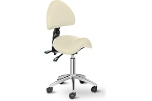 PHYSA WELLNESS & LIFESTYLE Physa Sgabello a Sella Sedia per Salone Physa Berlin Light Beige (Finta Pelle, Ferro Cromato, 150 kg, Regolabile, Beige)
