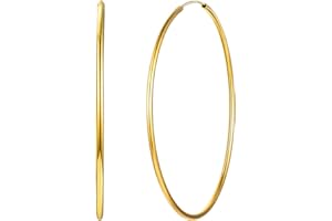 ChicSilver Créoles en Argent 925 Femme/Plaqué Or 18K Antiallergique - Diamètre 15-70 mm - Boucle d’oreille Doré/Or Rose/Argenté - Bijoux Anneau Oreille Femmes Fille (Boîte Cadeau)