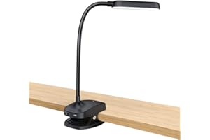 COLORLIFE Desk Lamp Clip On Light Battery Operated Rechargeable - 7W 3000mAH 3 Lighting Modes Flexible Gooseneck Reading Lamp with Clamp for Desk, Piano,Bed Headboard, Office