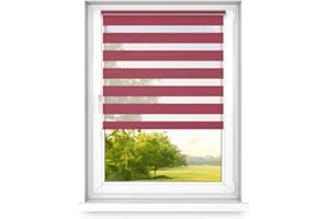 time4blinds Estor Enrollable Doble Dia y Noche Mini - Estor Enrollable sin taladrar - Proteccion Solar - estores - estores para Ventanas – 1100x1900mm – Rojo – Izquierda