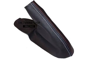 The Tuning-Shop Ltd Soufflet de frein à main en cuir noir M Power Stitching